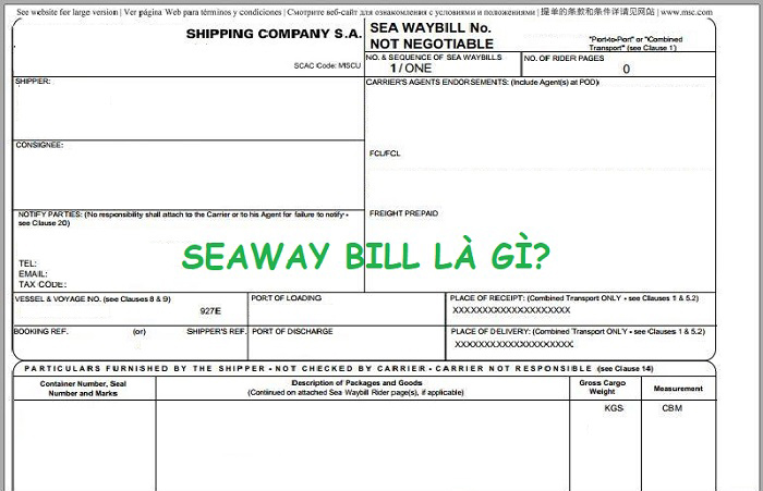SWB là viết tắt của từ Seaway bill