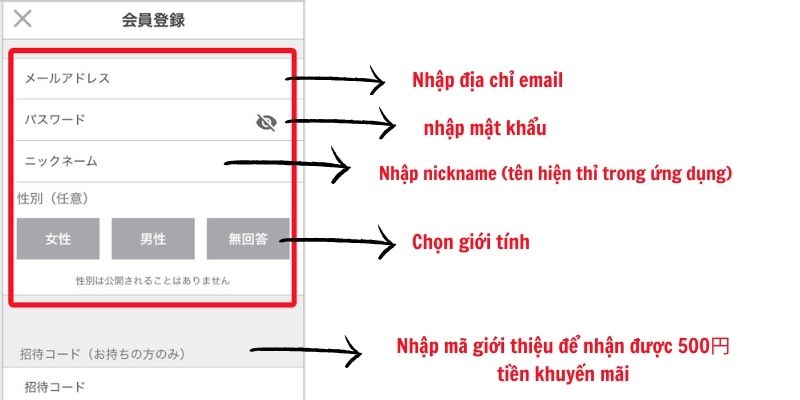 Nhập thông tin đăng ký tài khoản