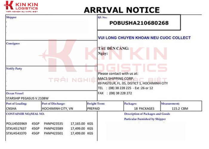 Arrival Notice đóng vai trò quan trọng trong quy trình xuất nhập khẩu